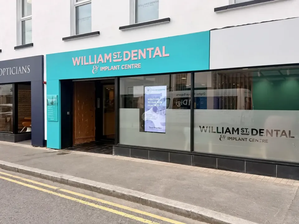 William Street Dental window display beside the entrance on William Street, Portadown
